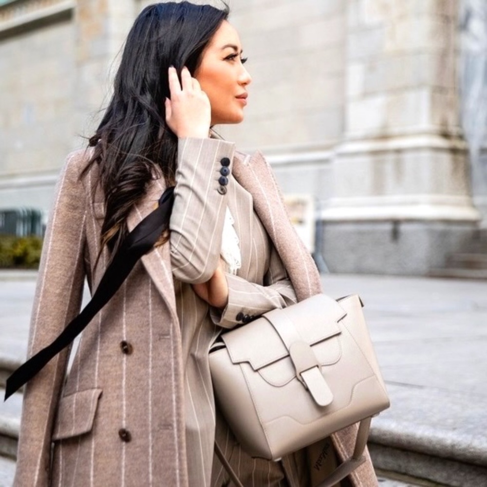 Senreve Mini Maestra Sand Pebbled Leather Shoulder bag NEW